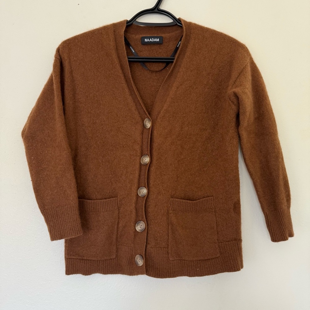 NAADAM Brown Cardigan Sweater
